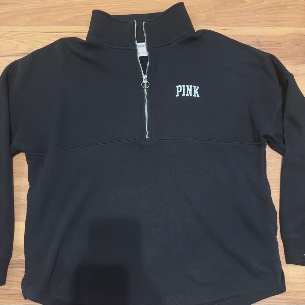 PINK Victoria's Secret Women’s Black Quarter-Zip Sweatshirt - Picture 2 of 6